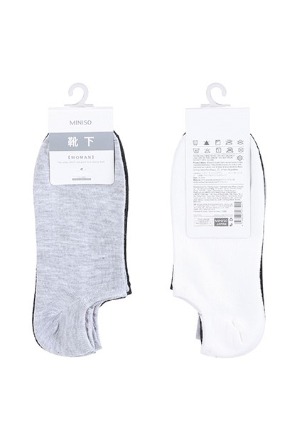 Women’s Solid Color Low-cut Socks 3 Pairs (Black&White&Grey) – MINISO ...
