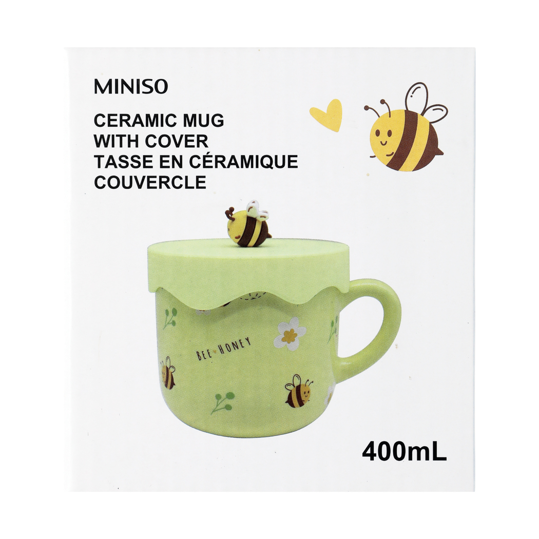 Bee Series Ceramic Mug with Cover 400mL(Yellow) – MINISO Bahrain