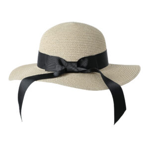 Basic Bowknot Straw Hat (Light Brown)