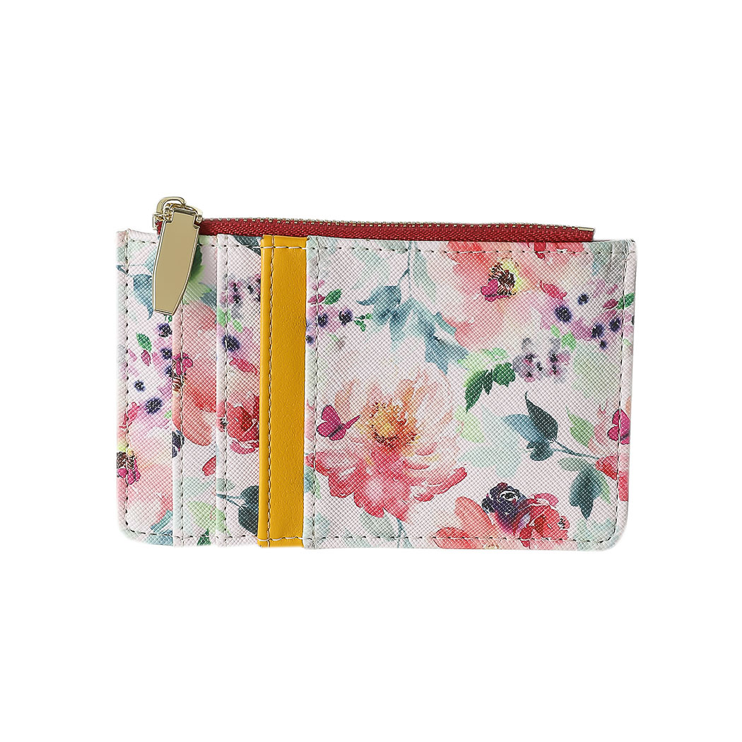 Watercolor Flowers Pattern Pouch for Coins and Cards(Pink) – MINISO Bahrain