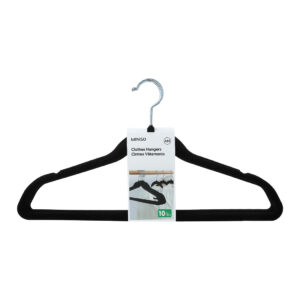 Anti-Slip Flocking Clothes Hangers (10 pcs)(Black)