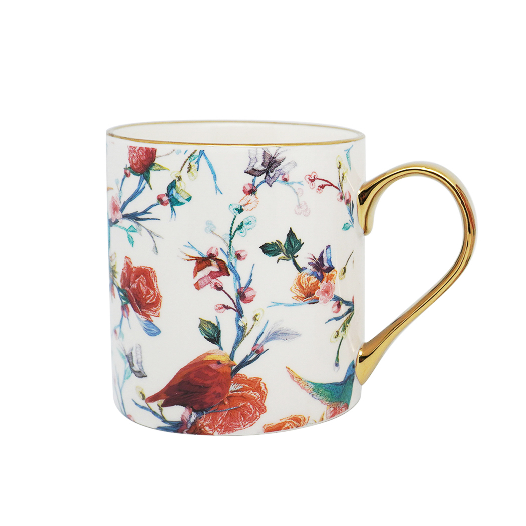 Flowers Series Ceramic Mug with Golden Handle – 360mL – MINISO Bahrain