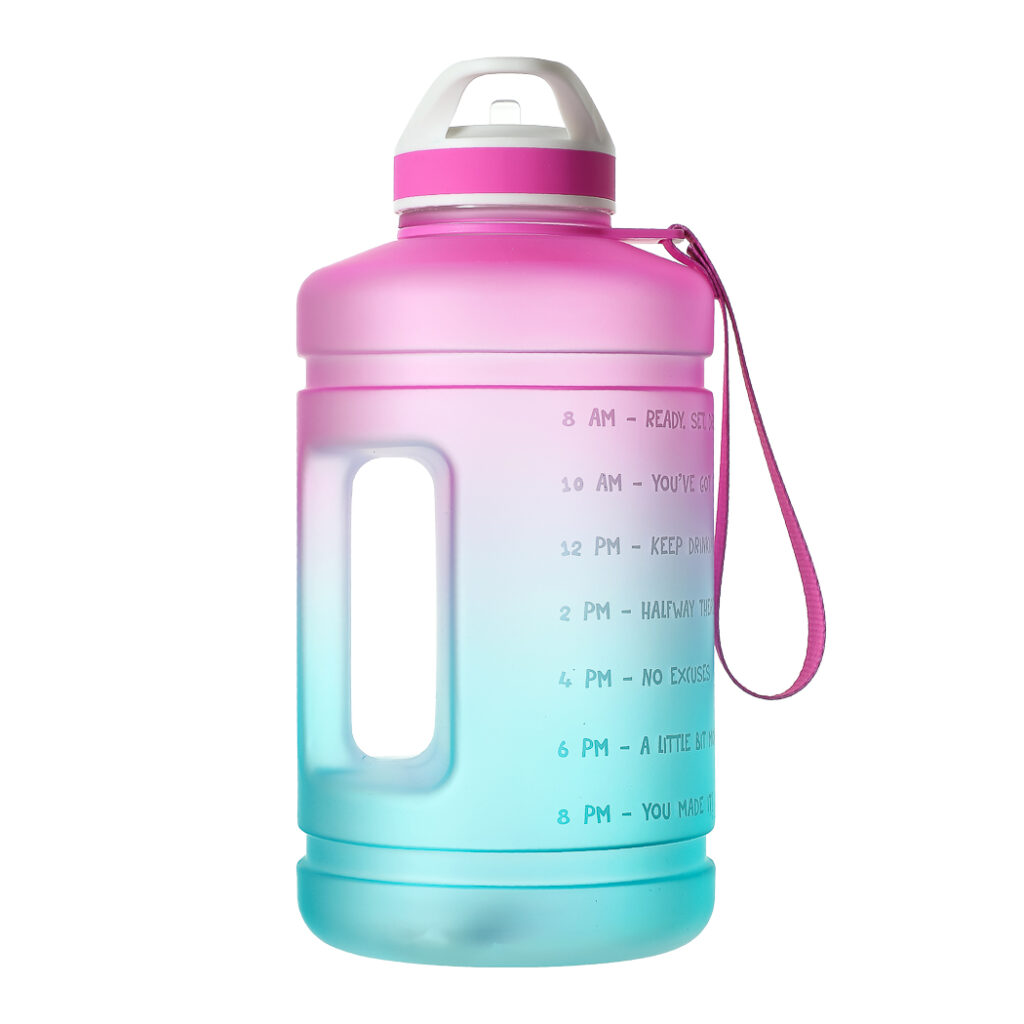 Large Capacity Gradient Color Plastic Water Bottle, 2.2L(Pink & Blue ...