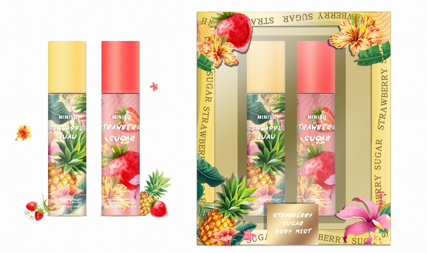 Passion Island Body Mist Set Pineapple Luaustrawberry Sugar Miniso