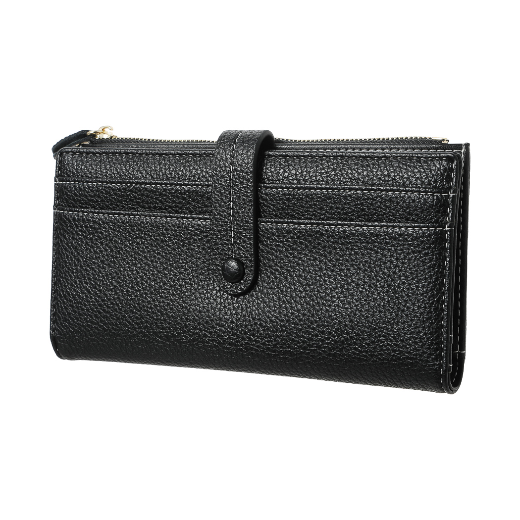 Women’s Long Bifold Litchi Texture Zipper Wallet (Black) – MINISO Bahrain