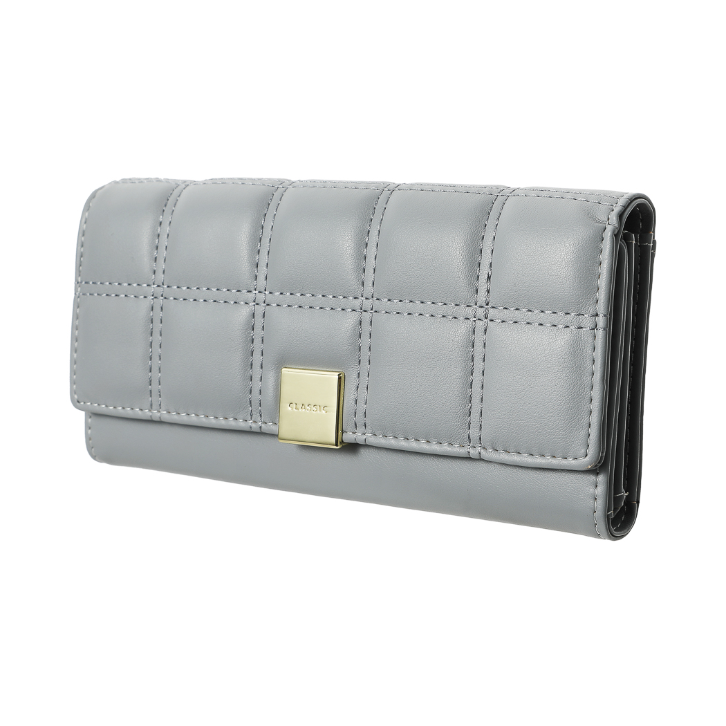 Women’s Long Stitches Decorated Grid Wallet(Gray) – MINISO Bahrain