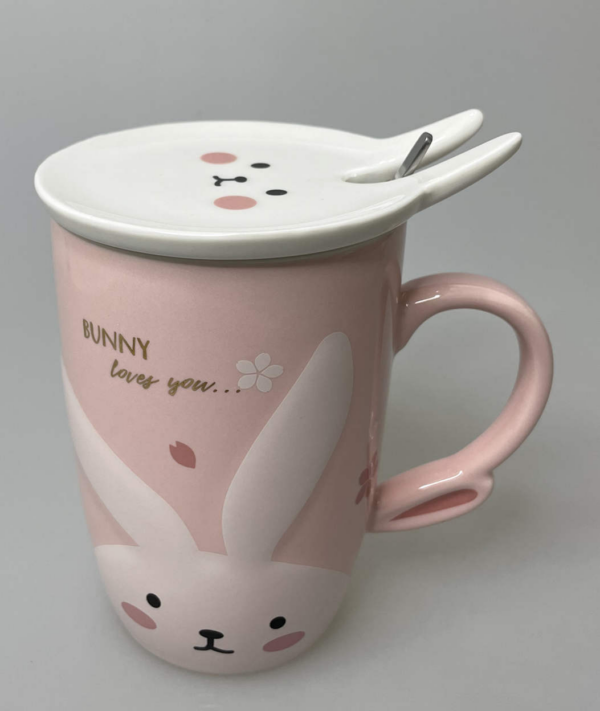 Cute Rabbit Mug with Lid (400mL)(Pink) – MINISO Bahrain