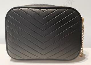Embroidery Diagonal Stripes Pattern Chain Crossbody Bag(Black) – MINISO ...