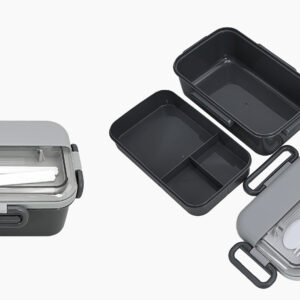 Double Layer Lunch Box with 4 Buckles 1500mL(Gray)