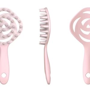 Flower Shaped Soft-Bristled Shampoo Brush with Long Handle