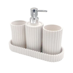 Column Pattern Bathroom Accessories Set (4pcs) (White)