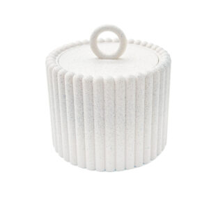 Column Pattern Lidded Storage Bin (White)