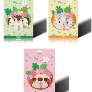 Warm Garden Collection 3D Puzzle Set (B) (3 Assorted Models: Cat, Penguin, Sloth)