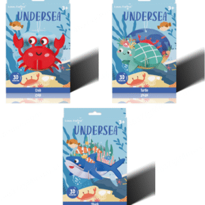 Sea World Collection 3D Puzzle Set (3 Assorted Models: Sea Turtle, Shark, Crab)