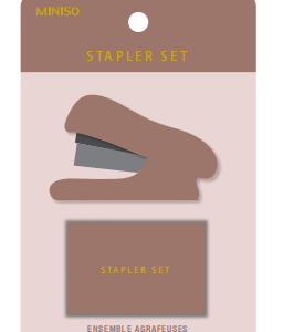 Minimalism Retro Collection Mini Stapler with Staple Box (Mocha Brown)