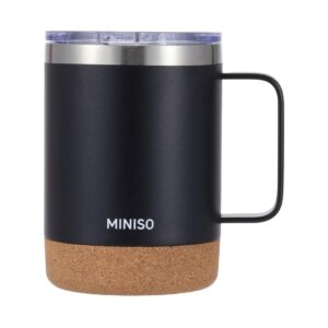 Wood Grain Double-Wall Stainless Steel Mug 350mL(Black)