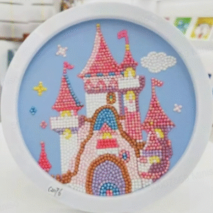Round Diamond Framed Painting (Castle)