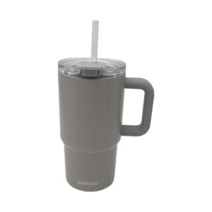 Solid Color Double-Wall Straw Steel Bottle 550mL(Gray)