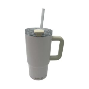Solid Color Double-Wall Straw Steel Bottle 550mL(White)
