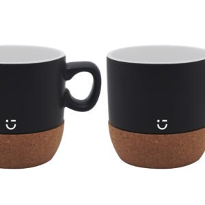 Wood Grain Mini Ceramic Mugs 140mL (2 pcs)(Black)