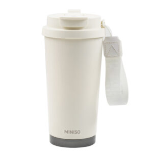 Coffee Series Double-Wall Steel Tumbler with Strap 500mL (White)