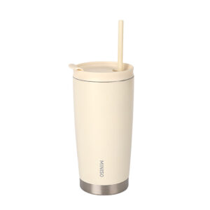 Coffee Series Double-Wall Steel Tumbler with Straw 560mL(White)