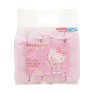 Hello Kitty Cleansing Wet Wipes for Body (20 Wipes × 5 Packs)