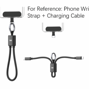 Mini Ultra Series 30cm Silicone Phone Strap CTC Charging Cable(Black)