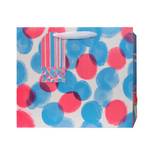 Pink & Blue Collection Wide-Design Large Gift Bag (Blue Polka Dots) (31*26*12cm)