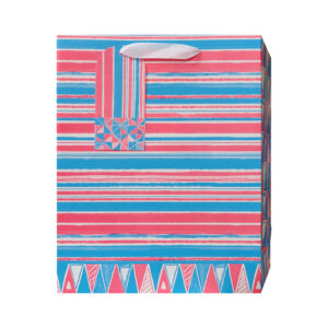 Pink & Blue Collection Upright-Design Large Gift Bag (Blue Stripes) (26*32*12cm)