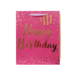 Sparkling Party Collection Upright-Design Large Gift Bag (Pink Happy Birthday) (26*32*12cm)