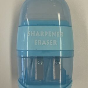 Basic Series Double-Hole Transparent Pencil Sharpener with Eraser (Blue)