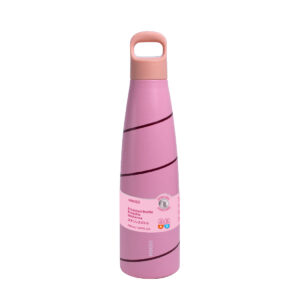 MINISO Colorful Series Double-Wall Insulated Bottle with Handle 500mL(Dark Pink Stripe)