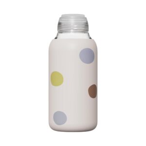Colorful Glass Travel Water Bottle 500mL(Polka-dot White)