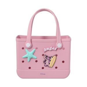 Disney Lilo & Stitch Collection Holes Handheld Bag (Angel,Pink)