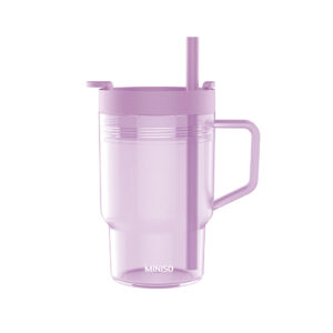 Solid Color Plastic Bottle with Straw and Handle 450mL(Purple)