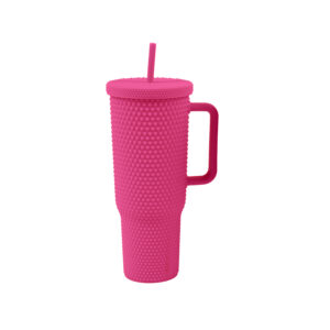 Plastic Bottle with Straw 1000mL(Rose Red)