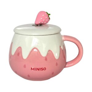 Strawberry Series Ceramic Mug with Spoon 396mL