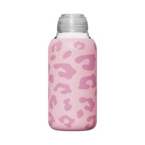 Colorful Glass Travel Water Bottle 500mL(Pink Leopard Print)
