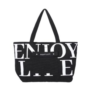 Alphabet Series Canvas Shopping Bag(Black)