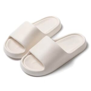 Women's Macaron Color Bread-Shape Bathroom Slippers(White,36-37)