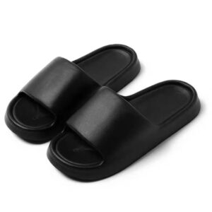 Men's Macaron Color Bread-Shape Bathroom Slippers(Black,42-43)