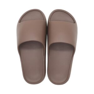 Men's Macaron Color Bread-Shape Bathroom Slippers(Dark Brown,42-43)